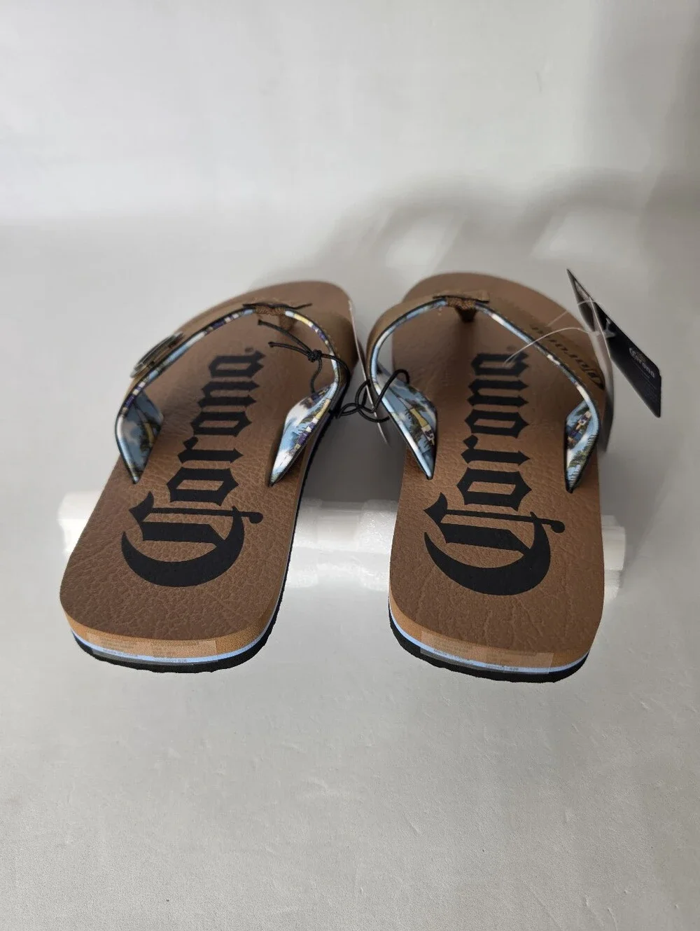 Corona MensBrown Flip Flop Sandals with  Bottle Opener Accent